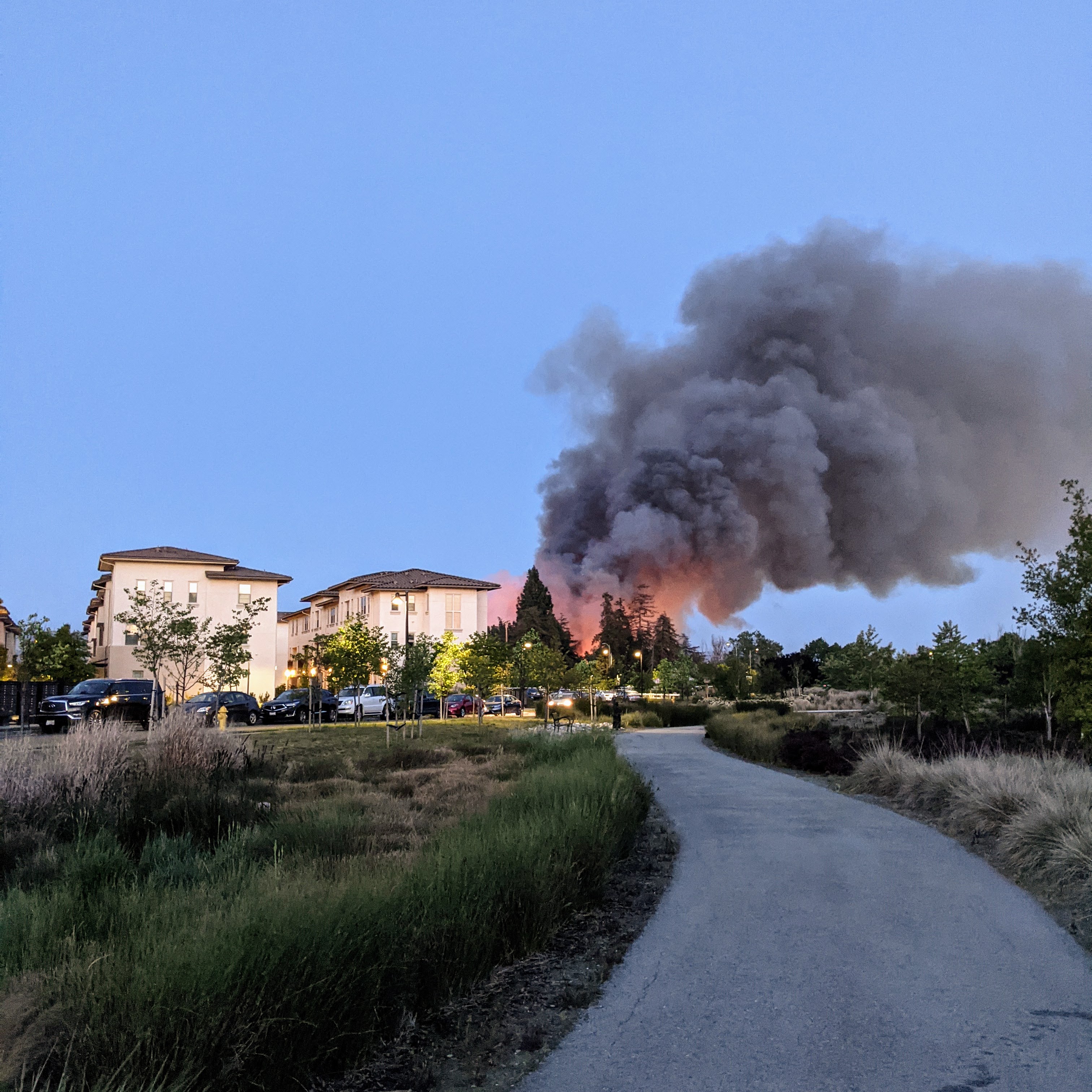 A fire started in the creek area near our community
